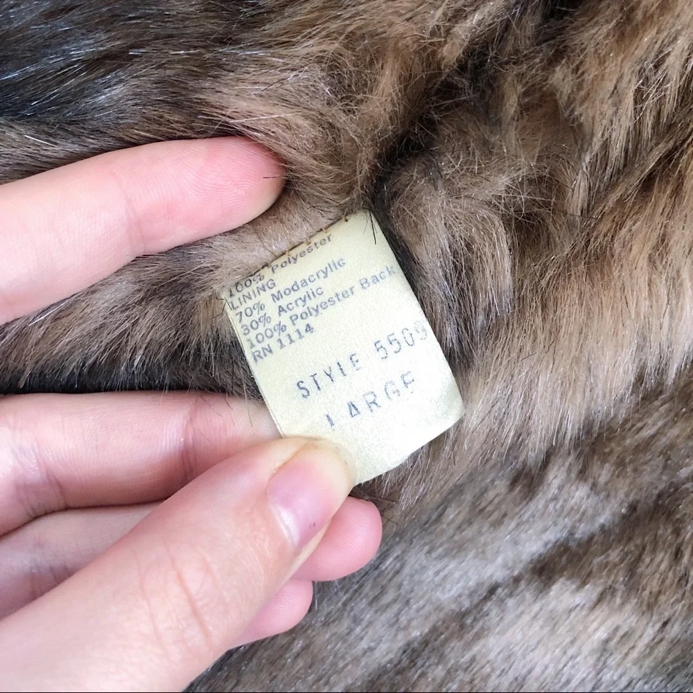 SOLD vintage • 80s Furrrina quilted long coat black brown faux fur puffer maxi - Picture 10 of 13